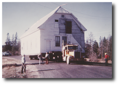 image of building being moved